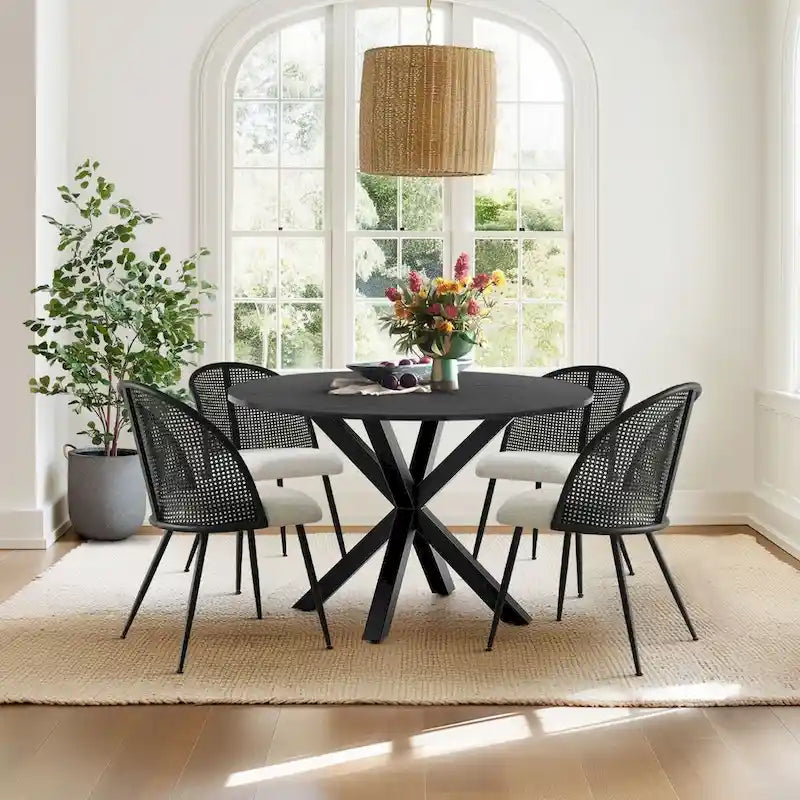 Chaise de salle à manger haute en rotin bouclé