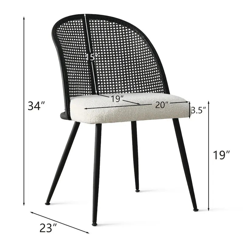 Chaise de salle à manger haute en rotin bouclé