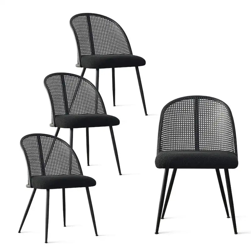 Chaise de salle à manger haute en rotin bouclé