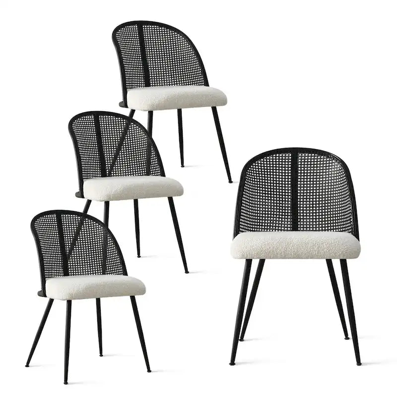 Chaise de salle à manger haute en rotin bouclé