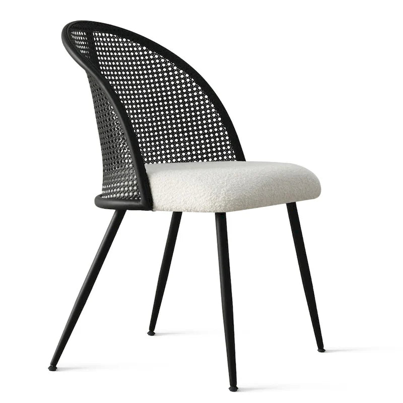 Chaise de salle à manger haute en rotin bouclé