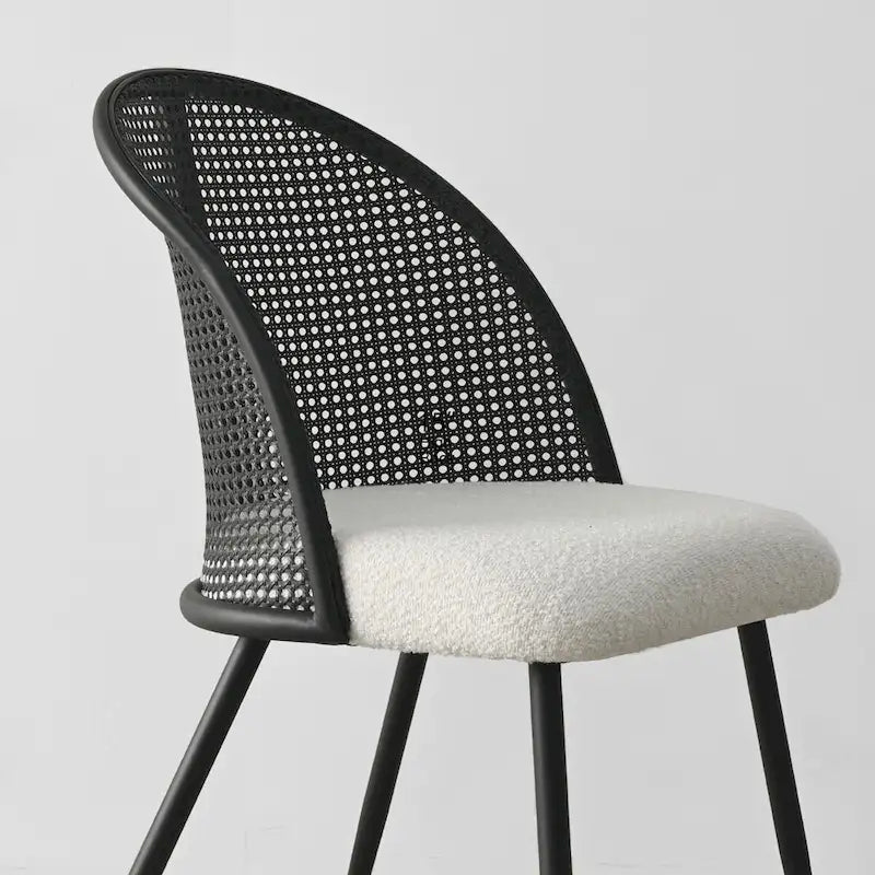 Chaise de salle à manger haute en rotin bouclé