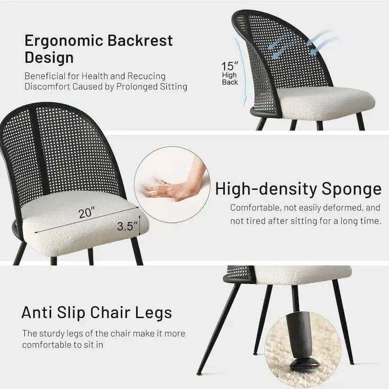Chaise de salle à manger haute en rotin bouclé