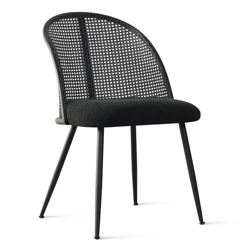 Chaise de salle à manger haute en rotin bouclé