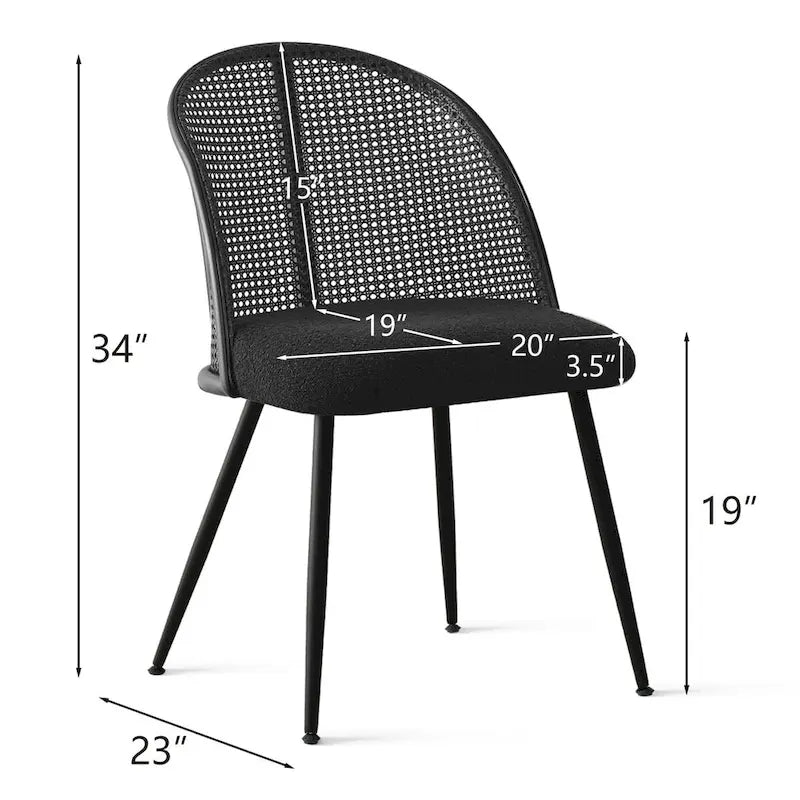 Chaise de salle à manger haute en rotin bouclé