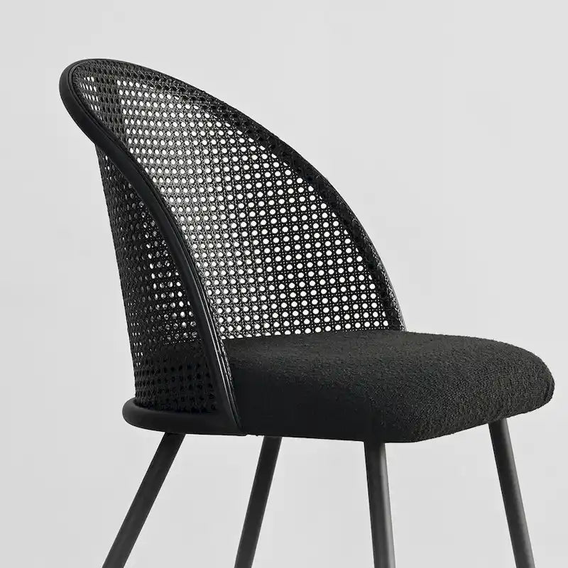 Chaise de salle à manger haute en rotin bouclé