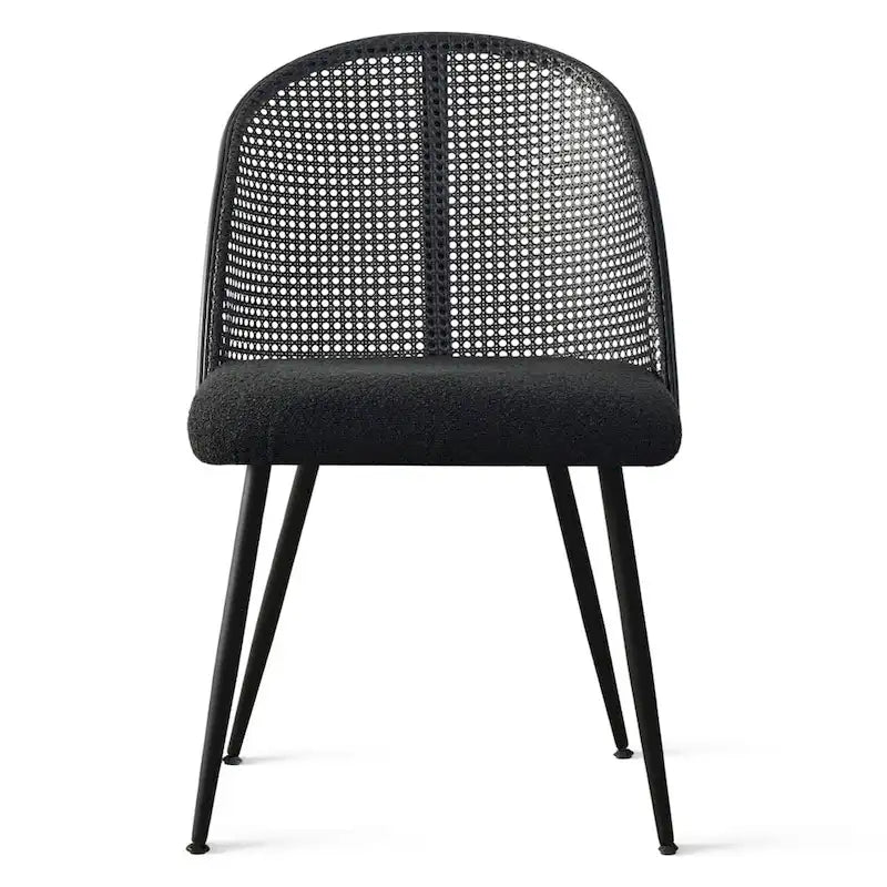 Chaise de salle à manger haute en rotin bouclé