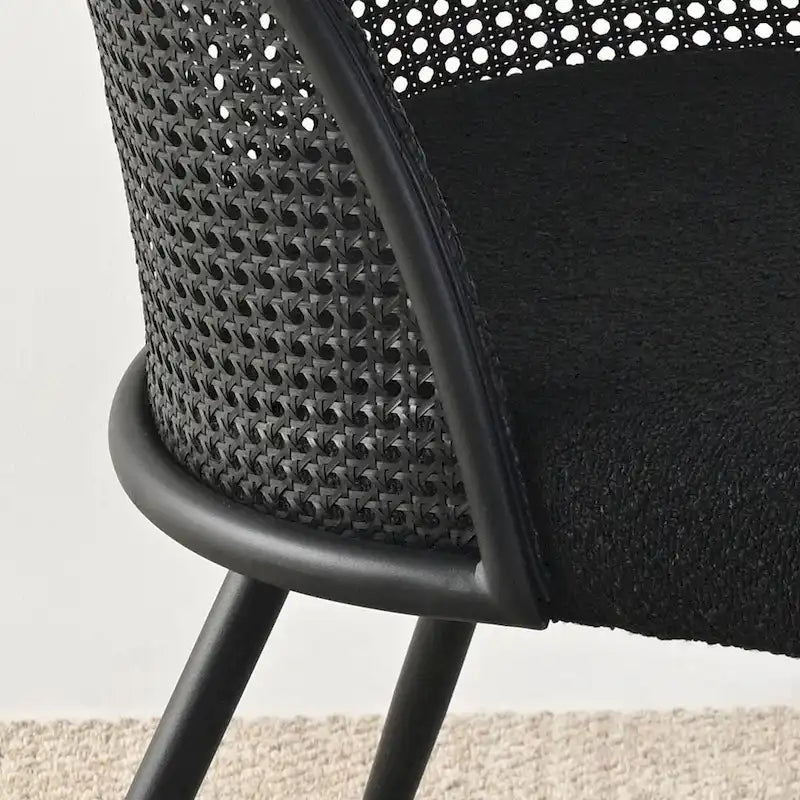Chaise de salle à manger haute en rotin bouclé