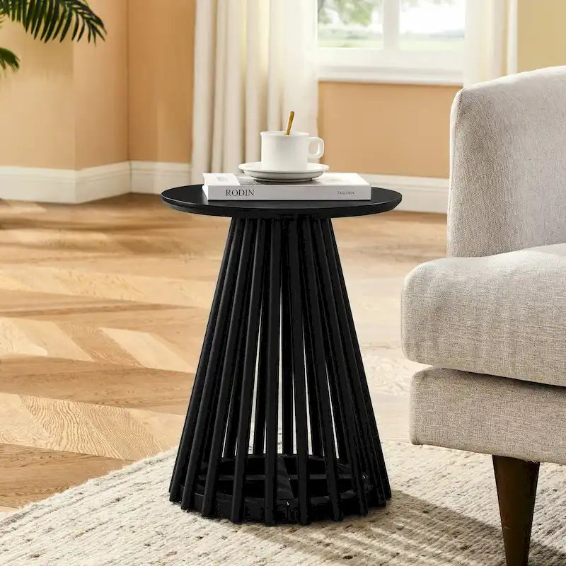 Table basse ronde moderne en bois massif