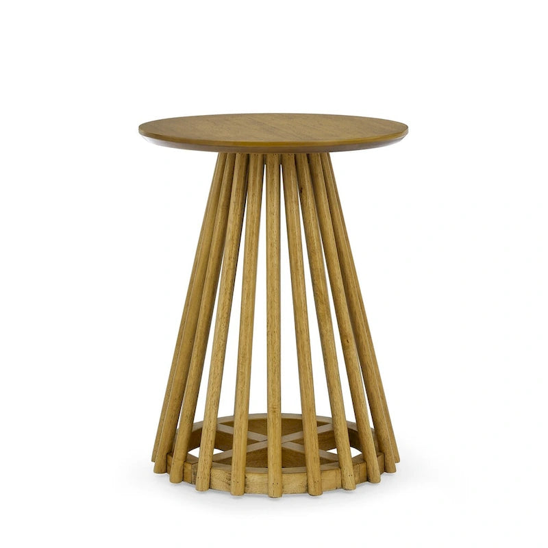 Table basse ronde moderne en bois massif