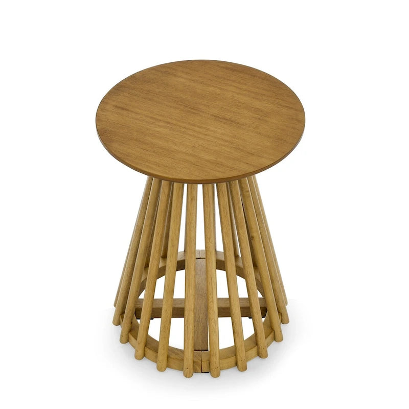 Table basse ronde moderne en bois massif