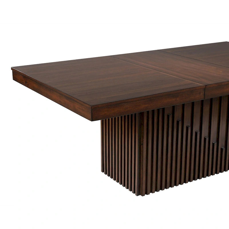 Table à manger, dessus rectangulaire extensible amovible de 152 à 198 cm, marron