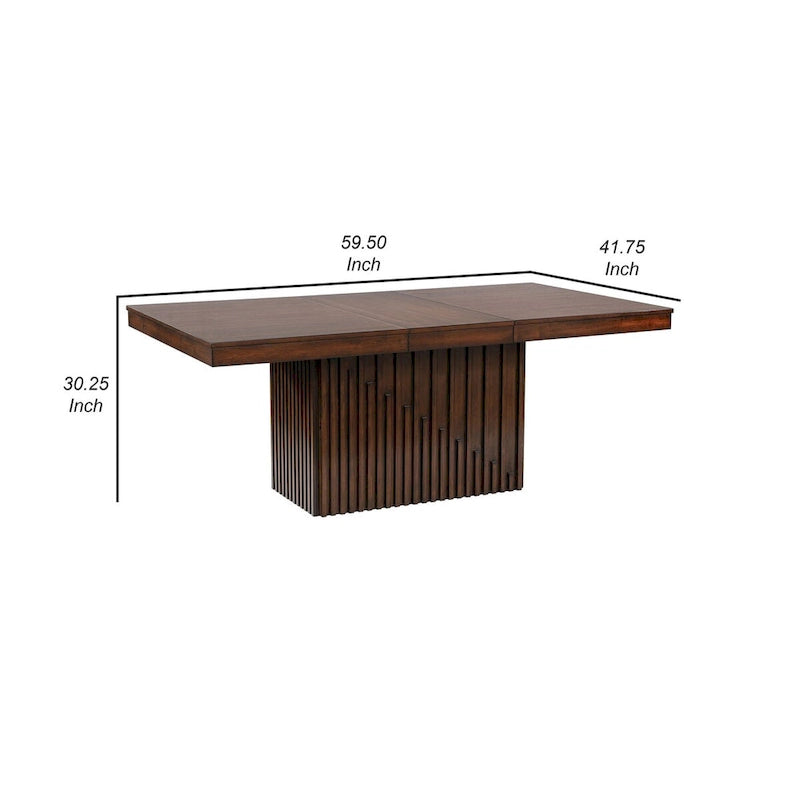 Table à manger, dessus rectangulaire extensible amovible de 152 à 198 cm, marron