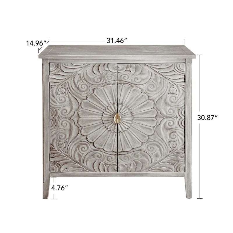 Armoire 2 portes, Meuble américain, Convient pour chambre à coucher, salon, bureau, Gris+Blanc