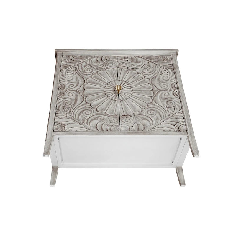 Armoire 2 portes, Meuble américain, Convient pour chambre à coucher, salon, bureau, Gris+Blanc