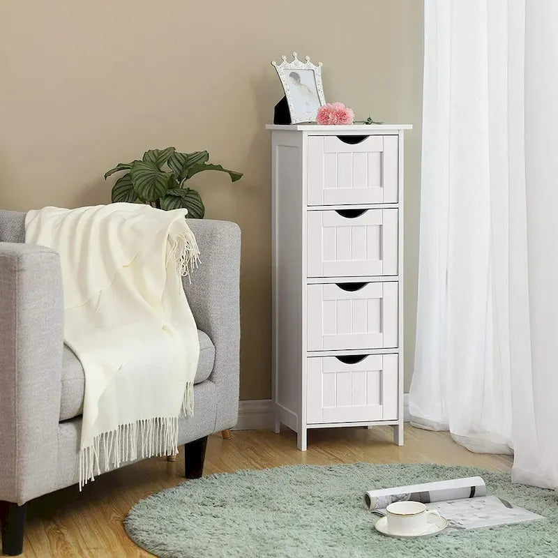 Meuble de rangement de salle de bain sur pied en bois blanc de 11,8 po.