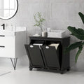 Meuble de salle de bain avec double panier à linge basculant