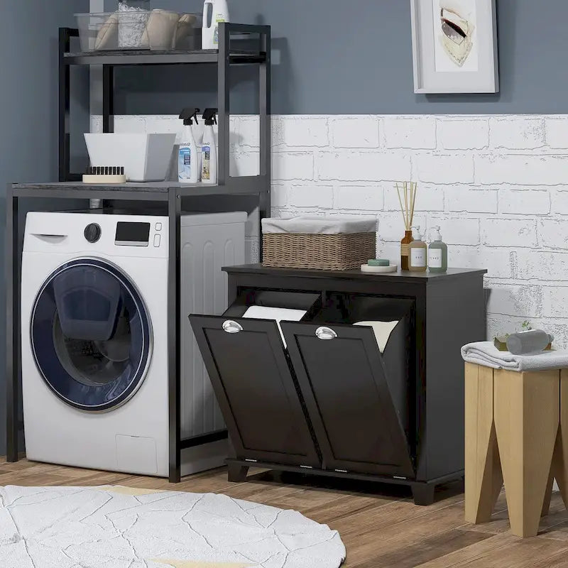 Meuble de salle de bain avec double panier à linge basculant