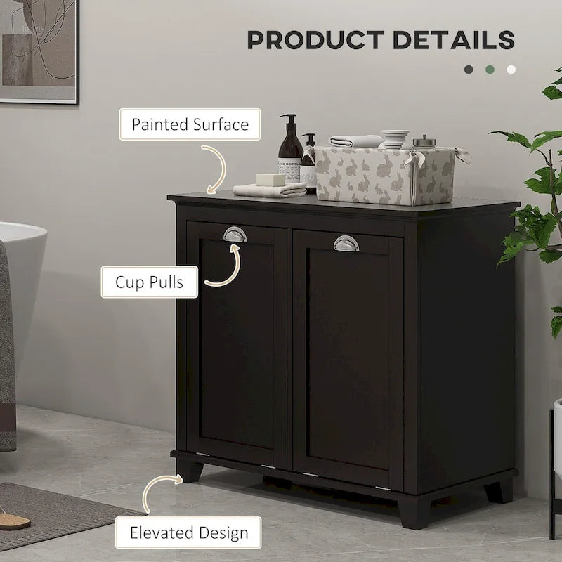 Meuble de salle de bain avec double panier à linge basculant