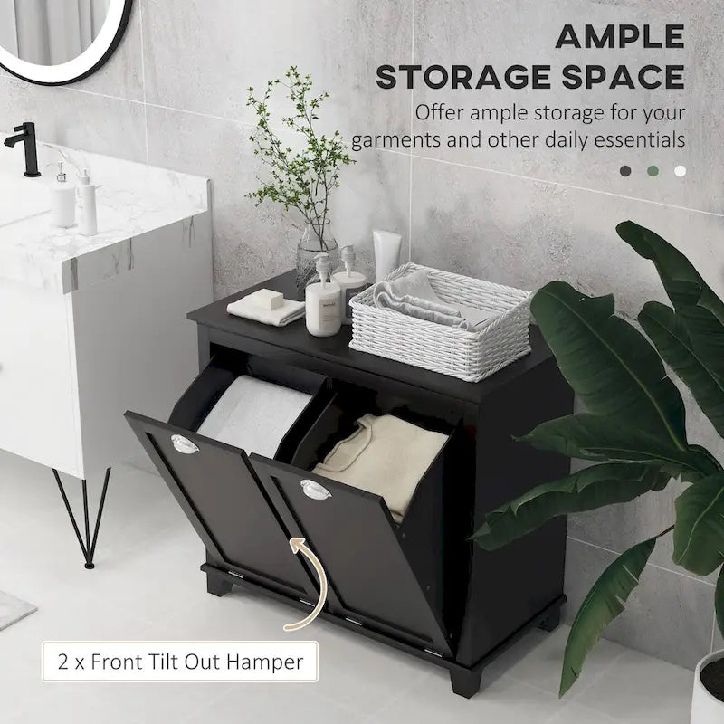 Meuble de salle de bain avec double panier à linge basculant