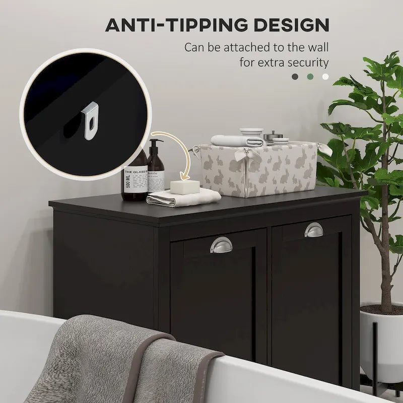 Meuble de salle de bain avec double panier à linge basculant
