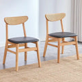 Lot de 2 chaises de salle à manger en bois avec petit dossier courbé et coussin en PU