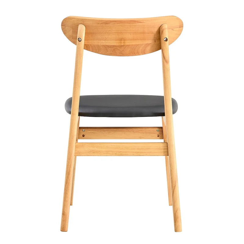 Lot de 2 chaises de salle à manger en bois avec petit dossier courbé et coussin en PU