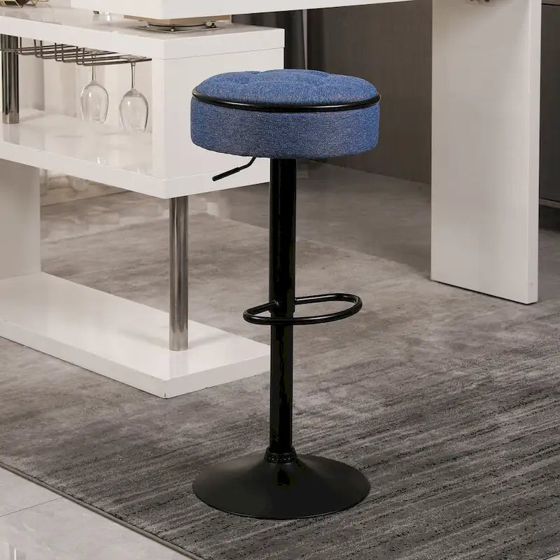 Tabouret de bar moderne en PU pivotant et réglable en hauteur avec rangement, lot de 2
