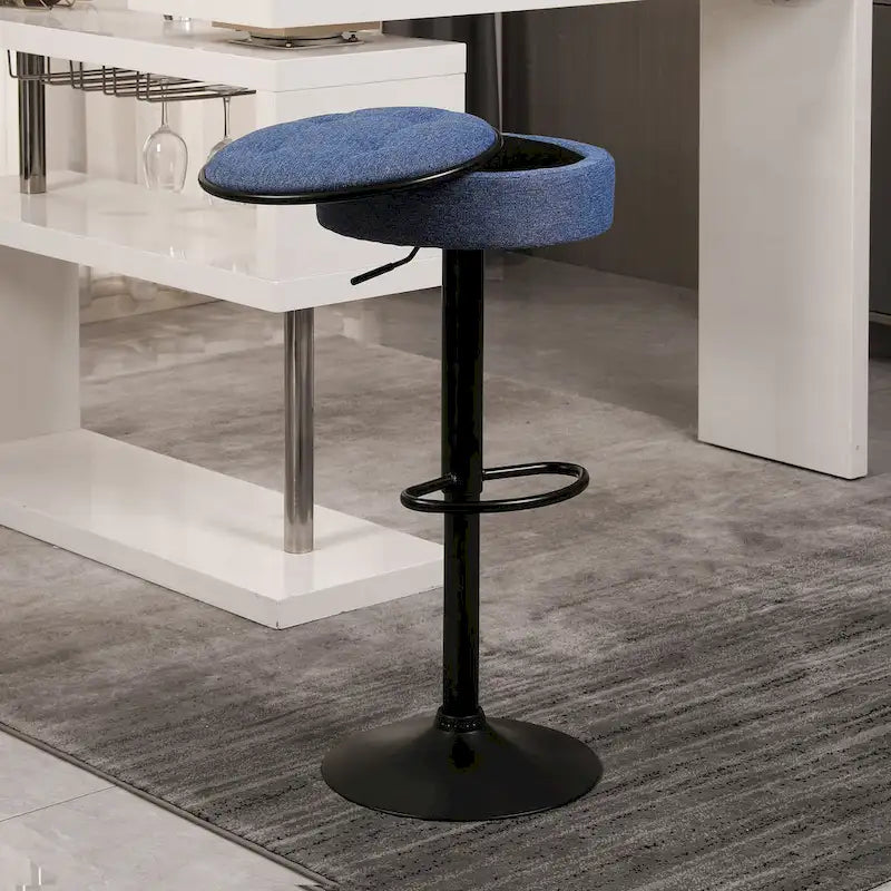 Tabouret de bar moderne en PU pivotant et réglable en hauteur avec rangement, lot de 2