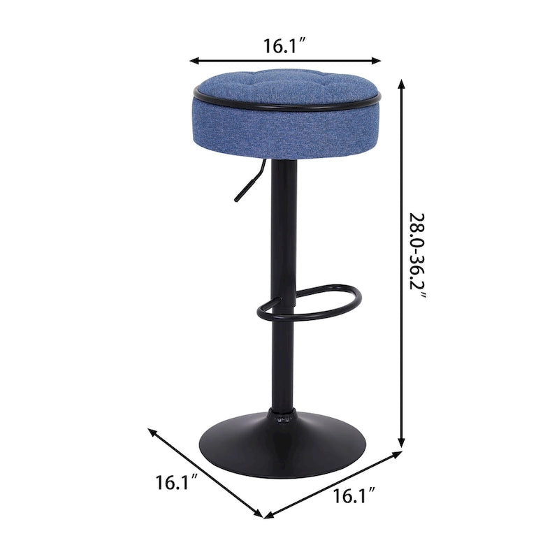 Tabouret de bar moderne en PU pivotant et réglable en hauteur avec rangement, lot de 2