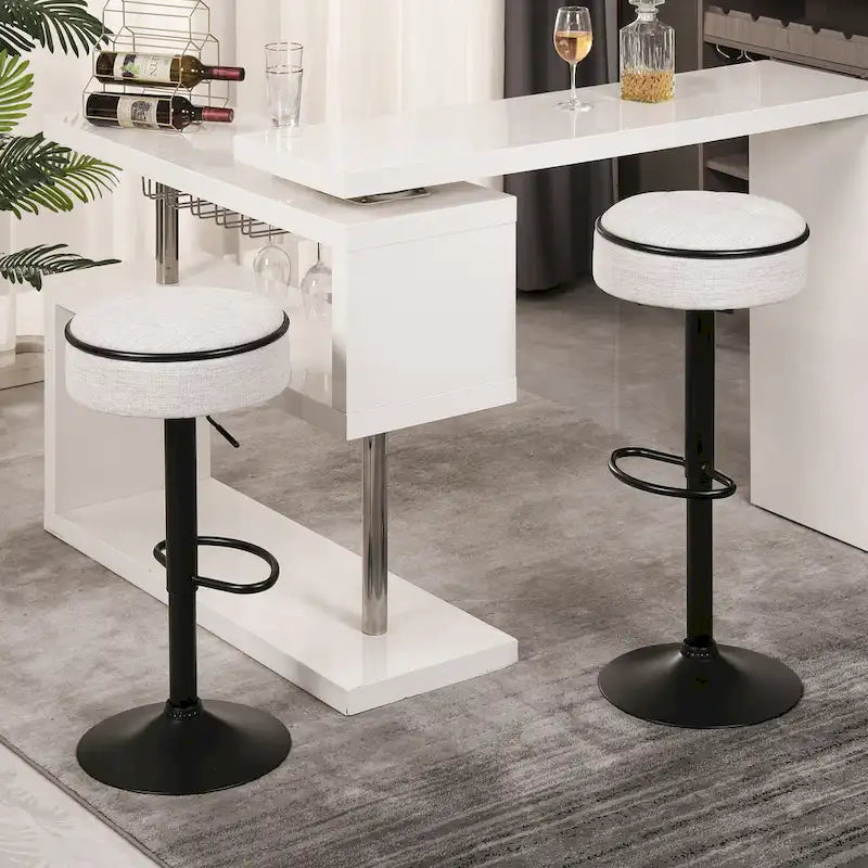 Tabouret de bar moderne en PU pivotant et réglable en hauteur avec rangement, lot de 2