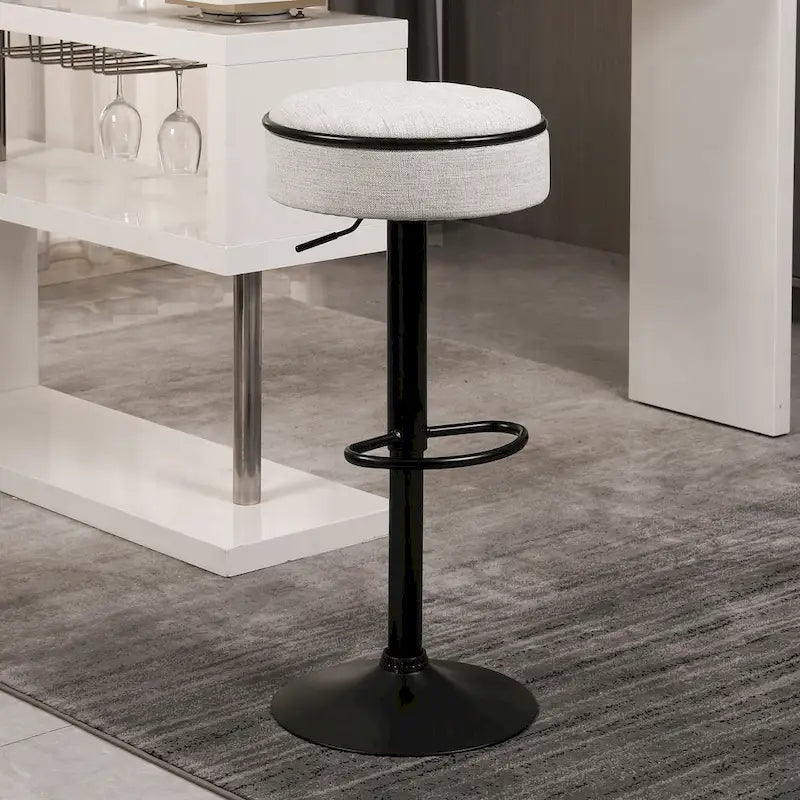 Tabouret de bar moderne en PU pivotant et réglable en hauteur avec rangement, lot de 2